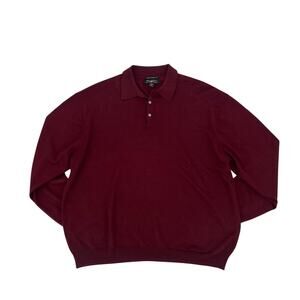 Pronto Uomo 2XLT Merino Wool Polo Sweater Burgundy Knit Mens Read Small Holes